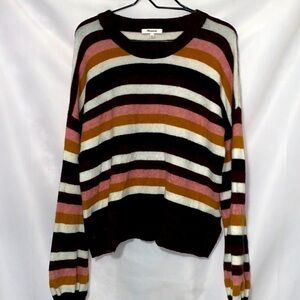 Madewell Burgundy and Mustard Rose Striped Sweater wool alpaca blend sweater